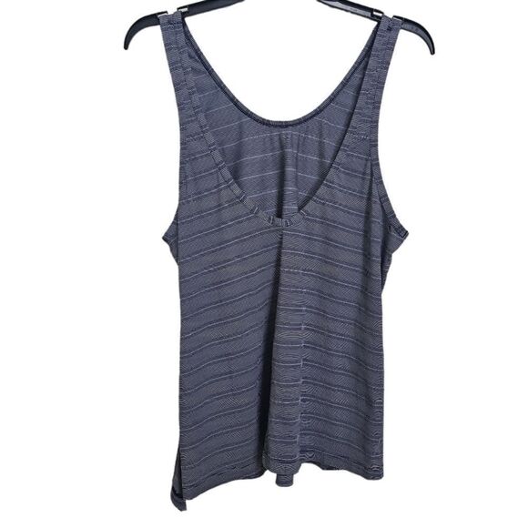 Athleta Tank Blue White Stripe Max Out Asymmetrical Side Slit 591302 S - Picture 3 of 6